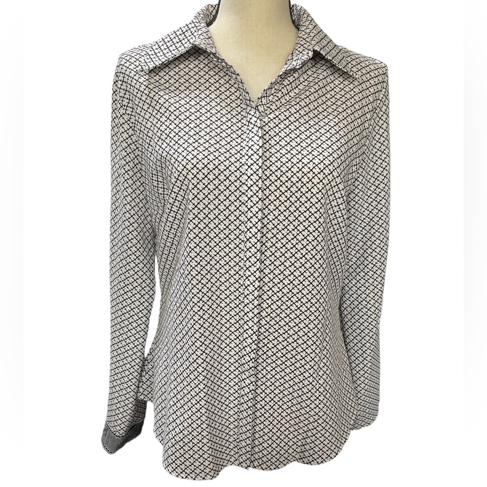 Zara Basic Long Sleeve Large Collared Polo Button… - image 1